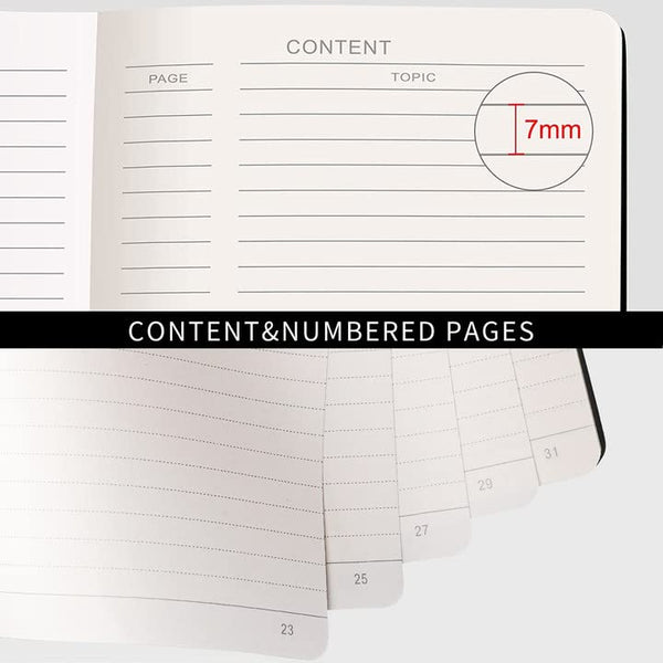 RETTACY Lined Journal Notebook - A5 Note Book Hardcover Thick Notepad 320 Numbered Pages for Writing,100gsm Lined Paper, Leather Hardcover, for Women Men Work Office School,14.5 x 21cm - Black