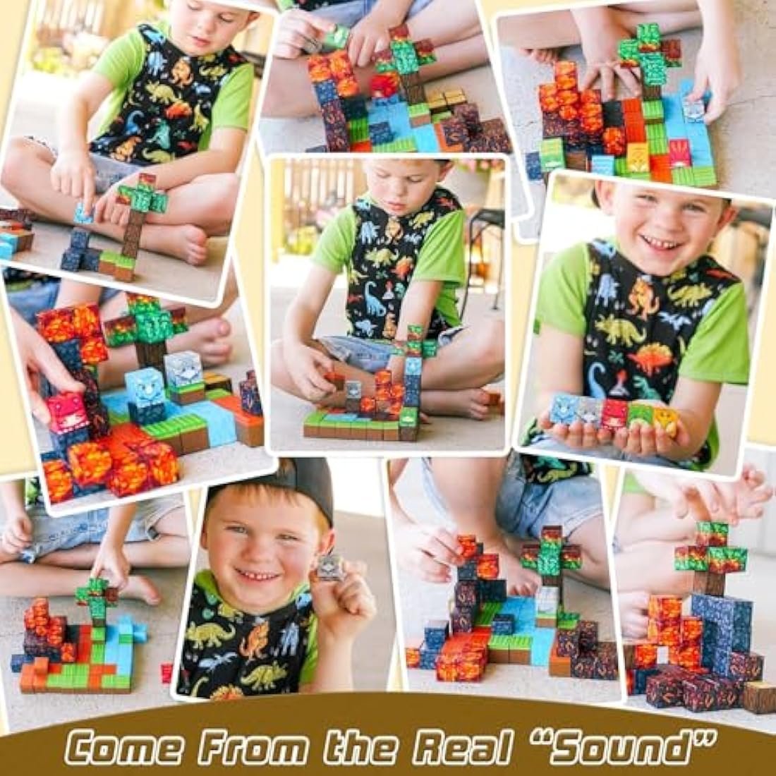 Dinosaur Toys Magnetic Blocks-Build Mine Magnet World Volcano Edition Kids Toy for 3+ Year Old Boys and Girls, Magnetic Tiles Toddler Toys Games Building Jurassic Construction Sensory Toy Gifts