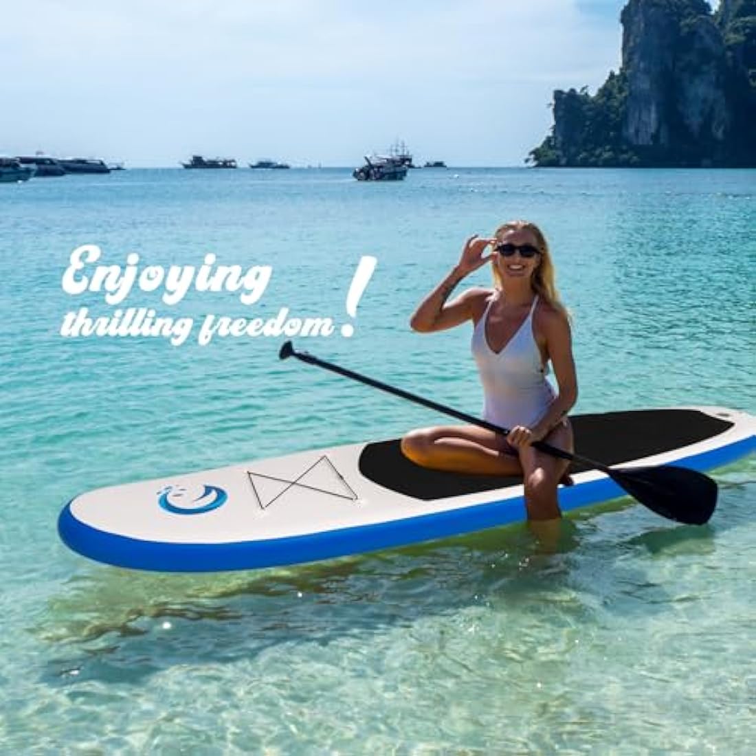 FunWater SUP Inflatable Stand Up Paddle Board Ultra-Light with Inflatable Board,ISUP Accessories,Three Fins,Adjustable Paddle, Pump,Backpack, Leash.