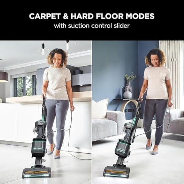 Shark Corded Upright Vacuum Cleaner 1.1L with Anti Hair Wrap Technology, LED Headlights, Lift-Away, Anti-Allergen, 8m Cord, 750W, 2 Attachments,Turquoise, NZ690UK