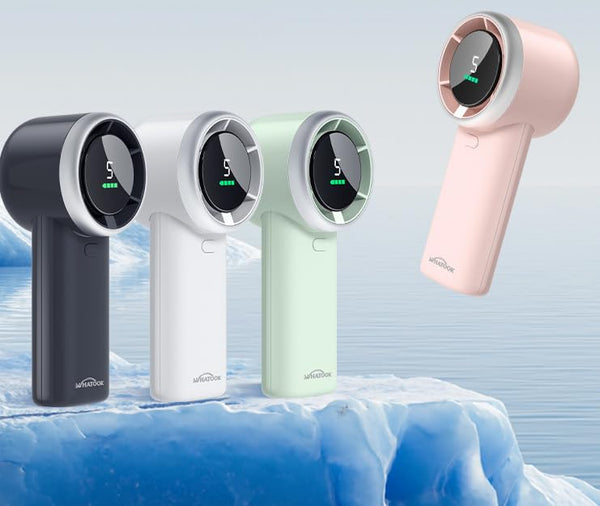 WHATOOK Handheld Fan, 2024 High Speed Cooling Turbo Mini Portable Rechargeable Fan with LED Display/2H Fast charging, Personal Small Stylish 5 Speeds Fan for Man Outdoor Beach Travel Vacation