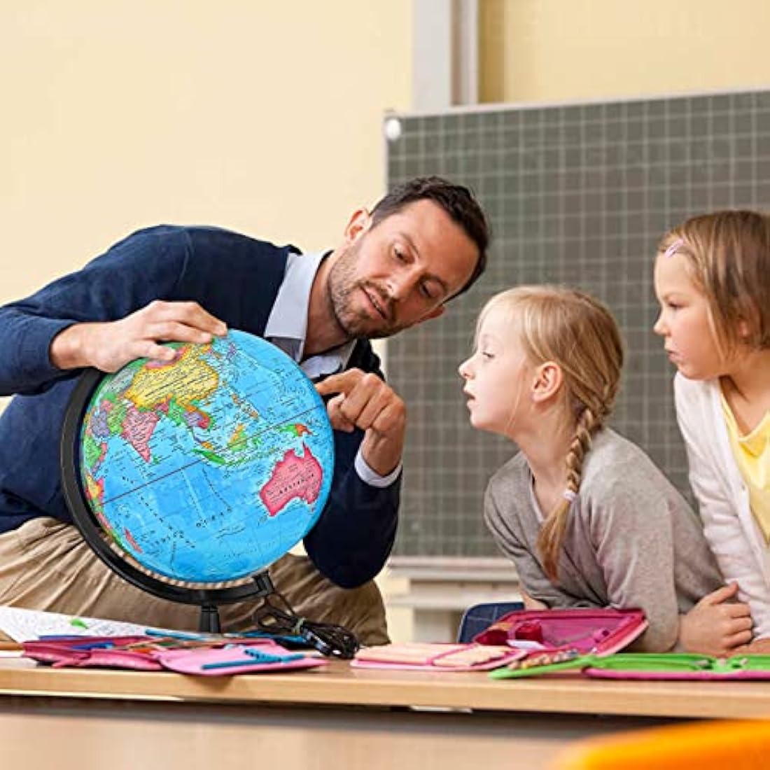 33CM/13 Inch Educational World Globe, Classroom Decorative Earth Globe