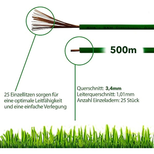 500 m Boundary Cable for Robotic Lawnmowers, Lawn Mowers, Accessories Set, Boundary Wire for Search Cables, Compatible with Gardena/Bosch/Husqvarna/Worx/Honda/Robomow/Diameter 2.7 mm