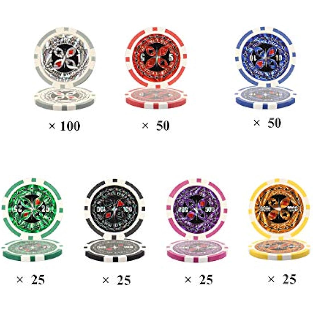 display4top 300 Piece Texas Holdem Poker Chips Set with Aluminum Case,2 Decks of Cards, Dealer, Small Blind, Big Blind Buttons and 5 Dice (300 Piece Chips)