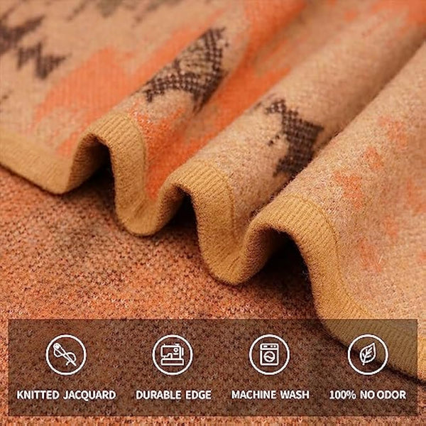 ACUSHLA Merino Wool Camp Blanket - Warm, Thick, Washable, Large Throw - Great for Outdoor Camping All Seasons Suitable Myers Light Tan Twin Size Blanket (87 * 63, Nordic-Khaki)