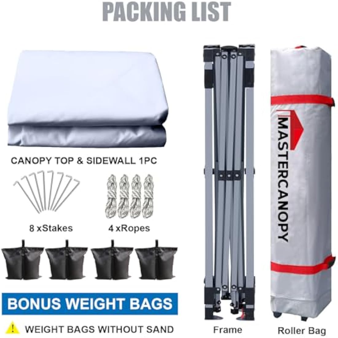 MASTERCANOPY Durable Ez Pop-up Gazebo Tent with 1 Sidewall (3x3M,White)