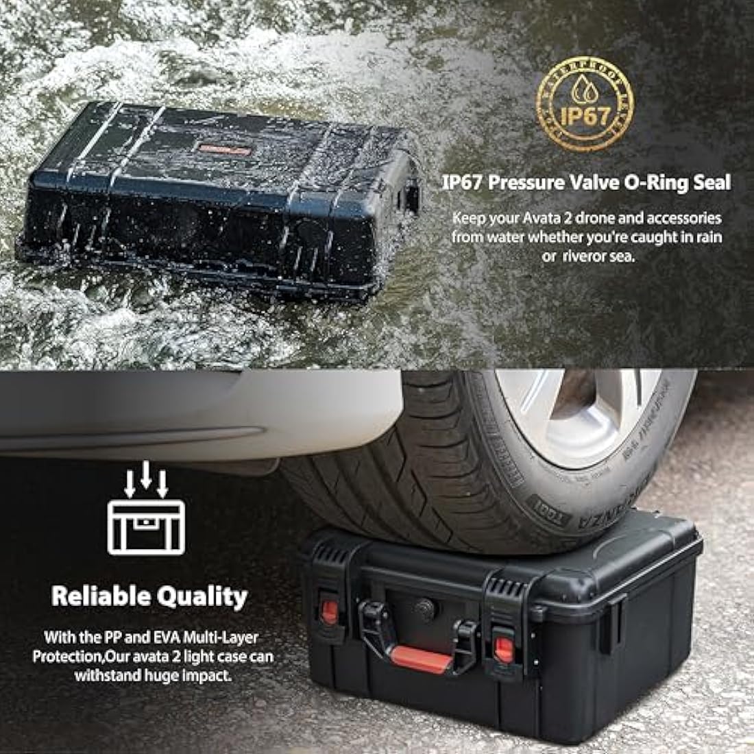 STARTRC Dual Layer Avata 2 Case,Waterproof Carrying Hard Case for DJI Avata 2 Fly More Combo with DJI Goggles 3/RC Motion 3/FPV Remote Controller 3,Battery Charging Hub,FPV Drone Accessories