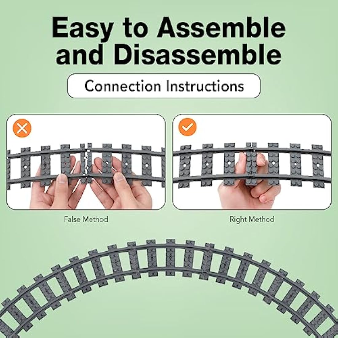 Etarnfly 40PCS City Train Tracks, Classic Train Tracks Accessories, Railroad Building Toy Compatible with All Major Brand- 32 Curved, 6 Straight, 2 Integral forks train tracks