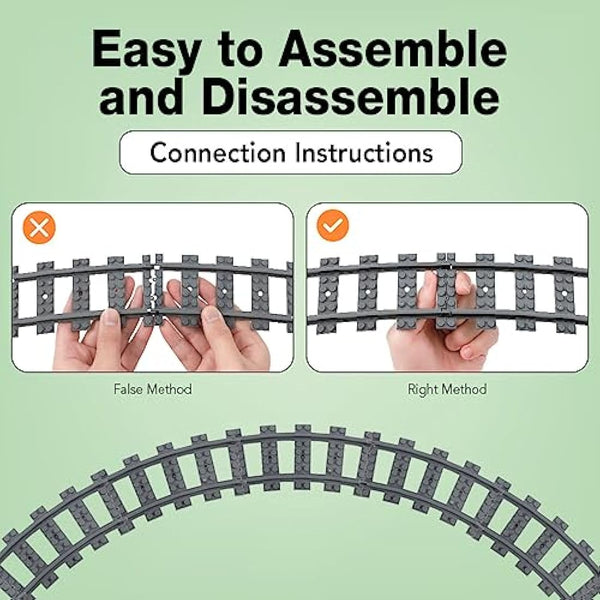 Etarnfly 40PCS City Train Tracks, Classic Train Tracks Accessories, Railroad Building Toy Compatible with All Major Brand- 32 Curved, 6 Straight, 2 Integral forks train tracks