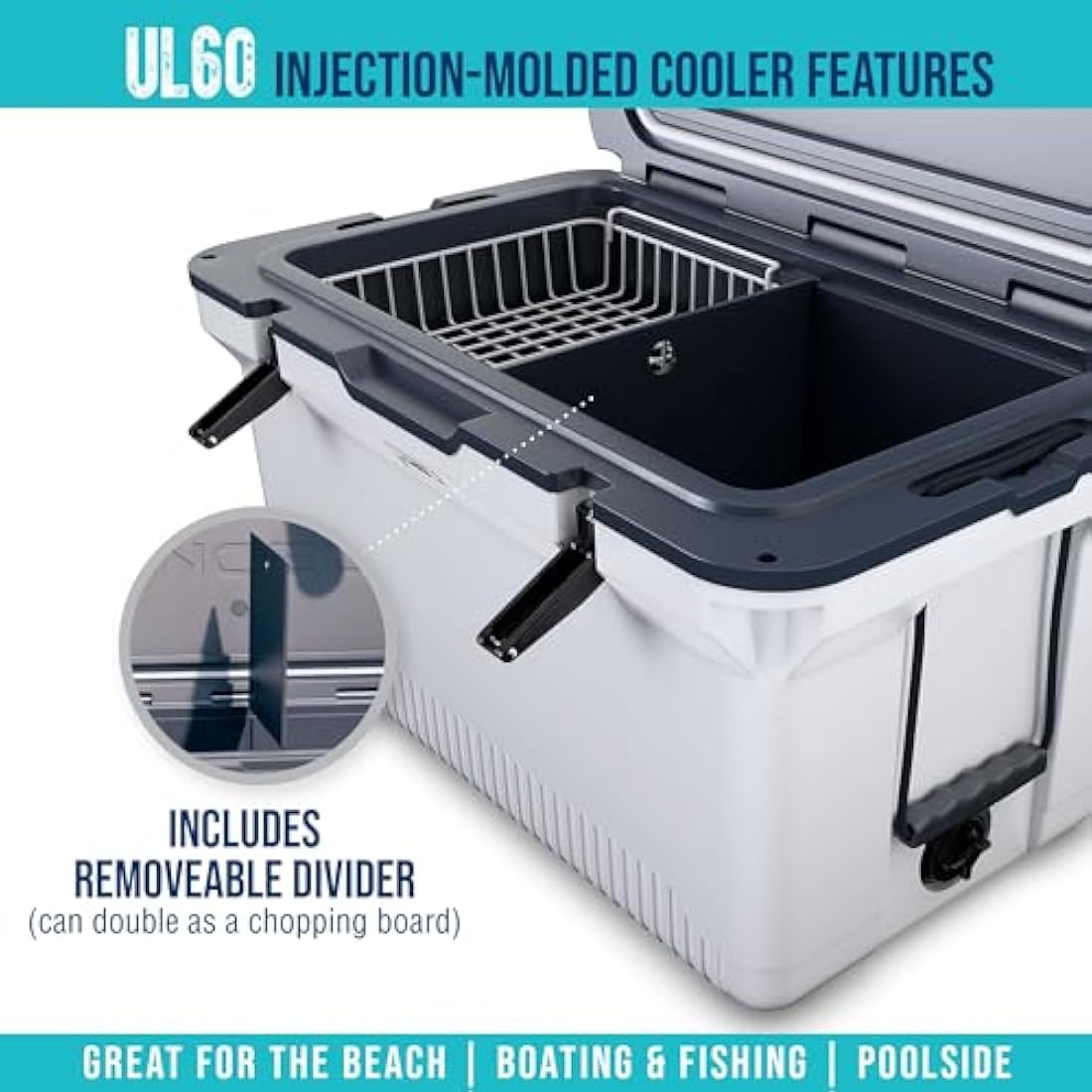 ENGEL Ultra-Light 56.8 L Cooler Box - Injection Molded Cool Box Large Enough for 80 Cans, Keeps Ice up to 7 Days, Camping Cooler Suitable for Picnics, Festivals, Beach & Travel, 75 x 45.7 x 43.2 CM