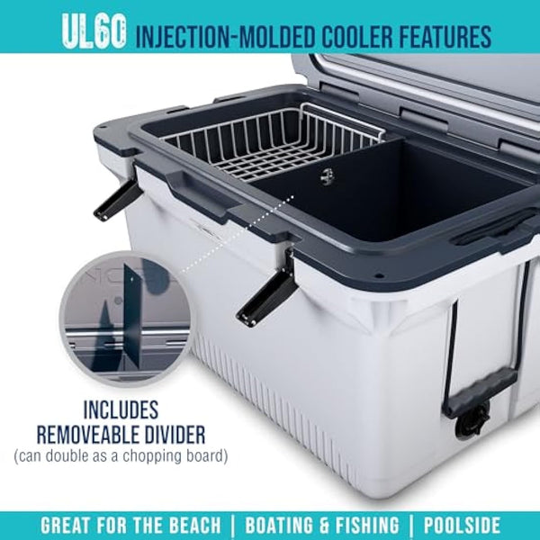 ENGEL Ultra-Light 56.8 L Cooler Box - Injection Molded Cool Box Large Enough for 80 Cans, Keeps Ice up to 7 Days, Camping Cooler Suitable for Picnics, Festivals, Beach & Travel, 75 x 45.7 x 43.2 CM