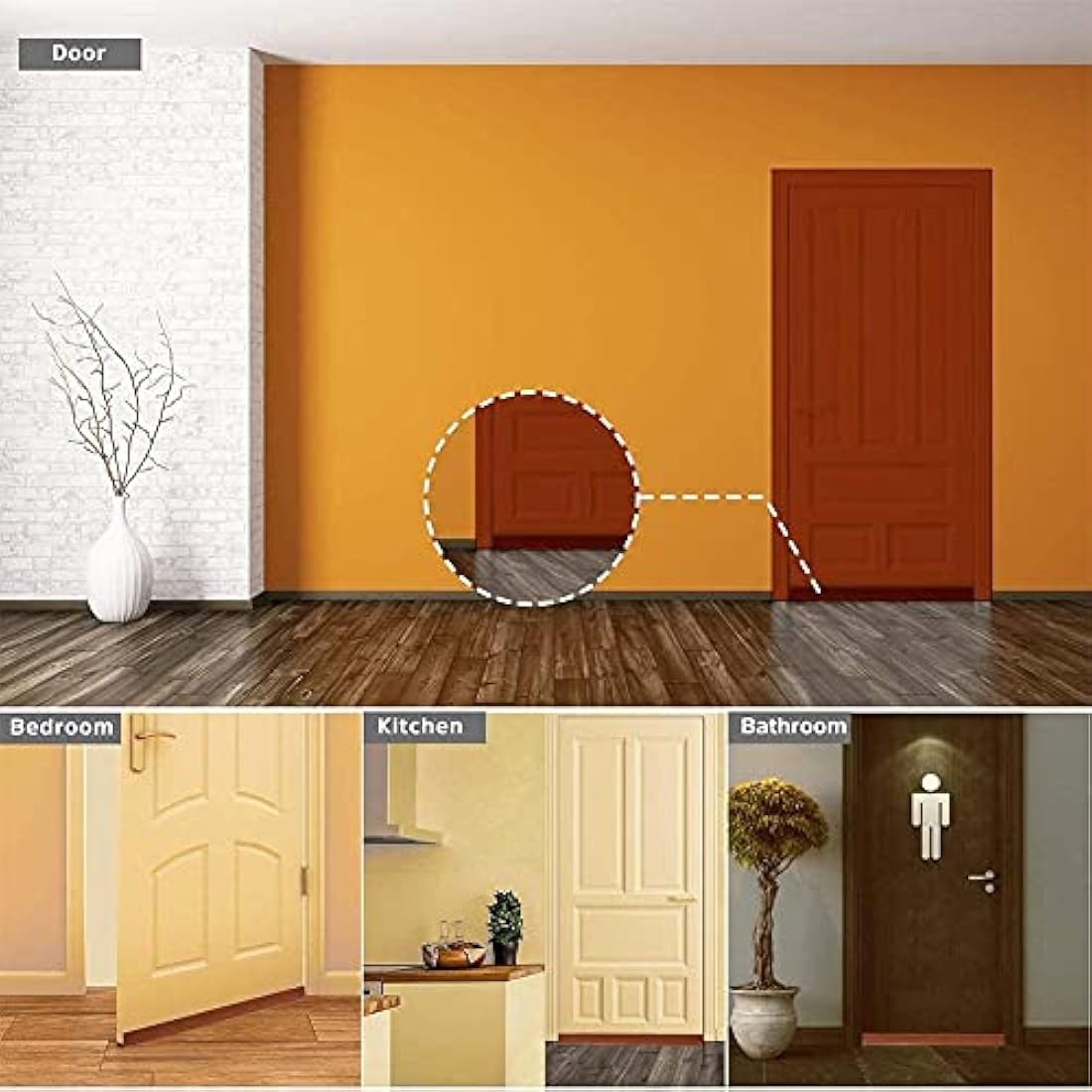 Hulameda Door Draft Excluder Strip, Self Adhesive Draft Excluder Tape for Noise Proof and Energy Saving, Door Bottom Seal Strip to Prevent Bugs Coming (Brown/2" Width x 39" Length)