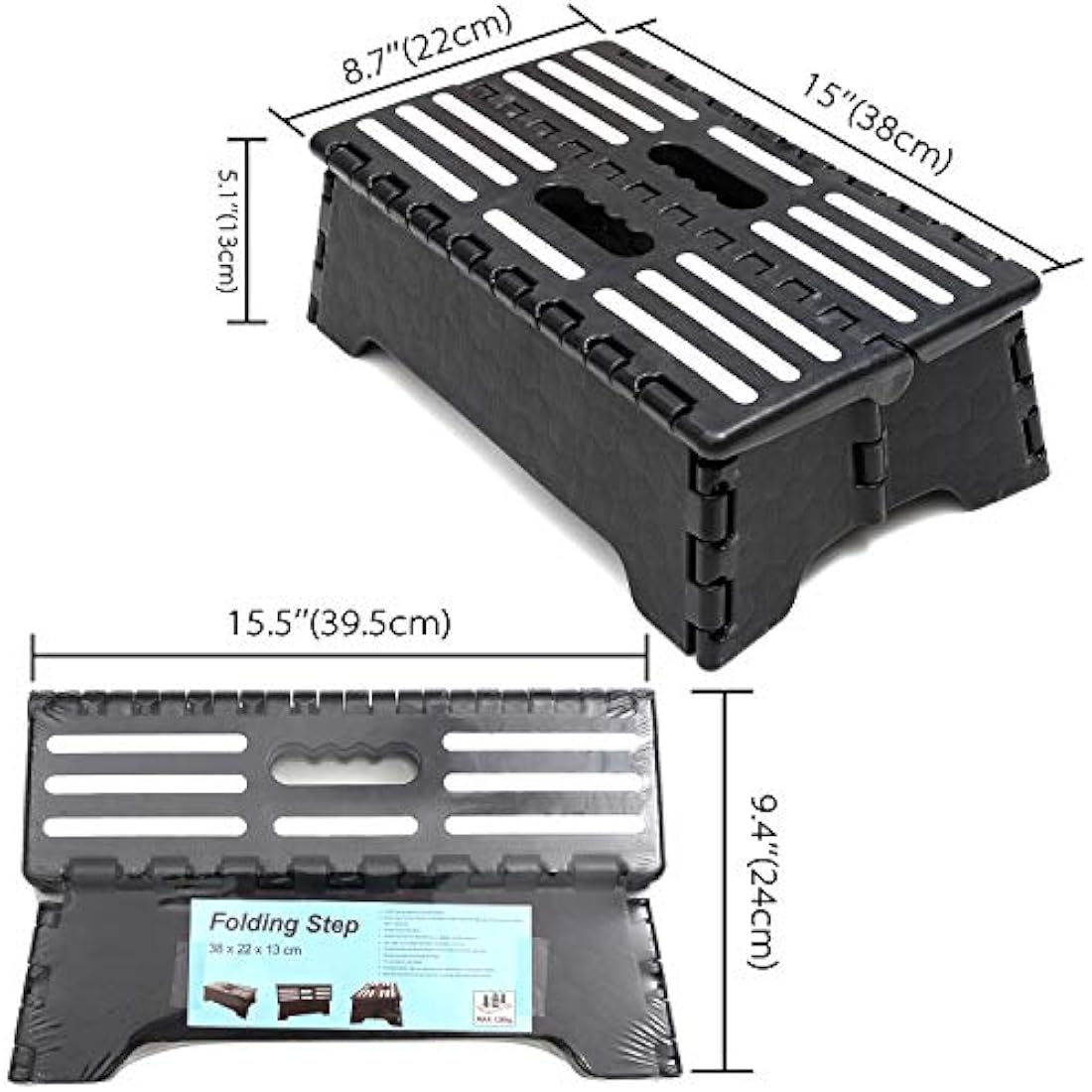 Folding Step Stool 5 Inch, Portable Step Stool for Adults with Handle, Foldable Stepstool for Kids Elderly, Suitable for Kitchen, Bathroom, Toilet RV, Black