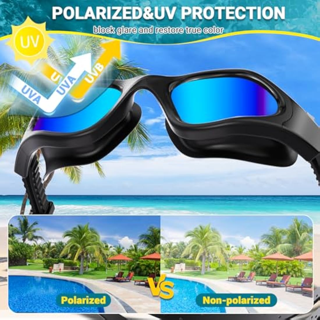 Winline Swimming Goggles Clear Vision Anti Fog Anti UV Anti Leak Waterproof Swim Goggles with Polarized or Non-Polarized Lens for Adult Men Women Teenager