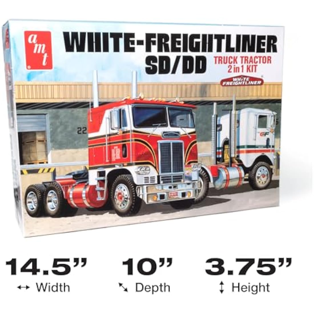 AMT AMT1046-1: 25 White Freighliner 2-in-1 SC/DD Cabover Tractor (75th Anniversary)