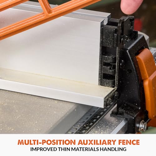 Evolution Power Tools R255TBLX+ Table Saw With Stand (Next Gen Rage 5-S) Multi-Material Cutting Blade Included Cuts Wood Metal Plastic, 45˚ Bevel, +/- 60˚ Mitre Angle, 85mm Cut Depth, 1800w Motor 240v