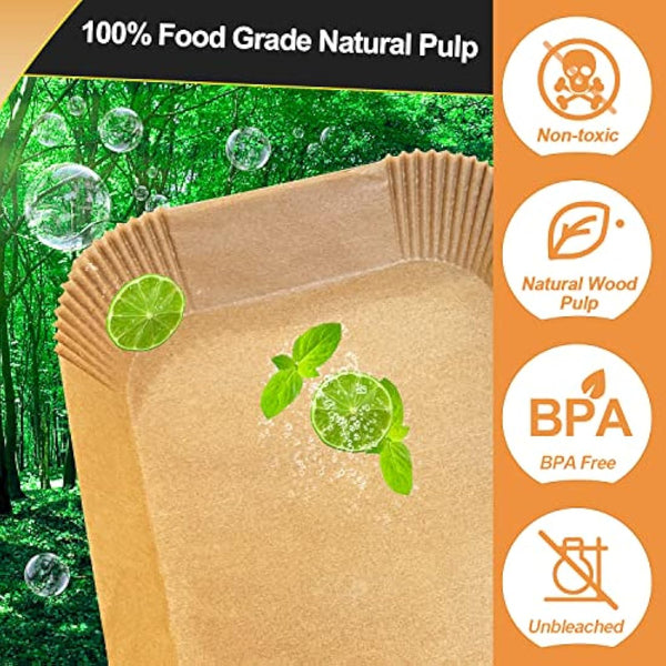 FEEZOM Air Fryer Disposable Paper Liners, 100PC Liners for Ninja Air Fryer Dual, Airfryer Food Grade Accessories for AF300UK AF400UK, Salter, Other Dual Airfryer