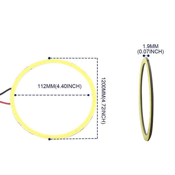 Qasim Car Angel Eyes COB Light Halo Ring 120MM 93SMD Headlight Lamp White 12V 24V(Pack of 2PCS)