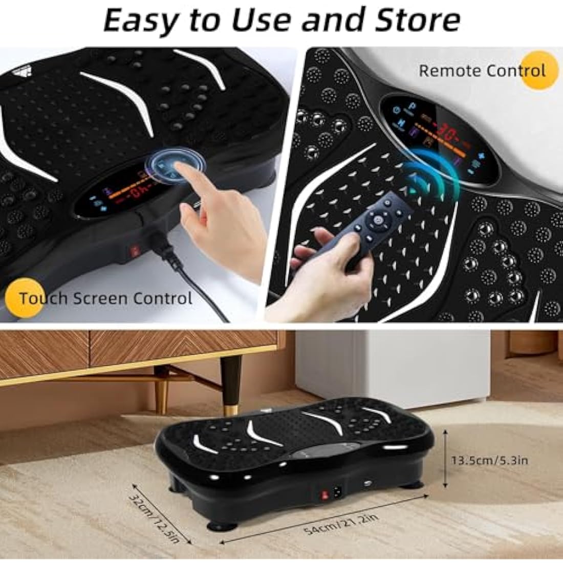 EVOLAND Vibration Plate Exercise Machine, Vibration Fitness Trainer with Bluetooth Speaker, 5 Program Modes, 2 Resistance Bands, Home Exercise Equipment for Fitness Body Toning