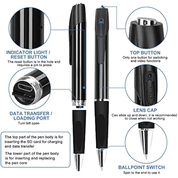 FINSUI Spy Cameras Pen 1080P Hidden Cameras Mini Portable Pocket Cam Covert Camera with 32GB SD Card Secret Camera with Video Recording Photo Taking for Home Business Conference
