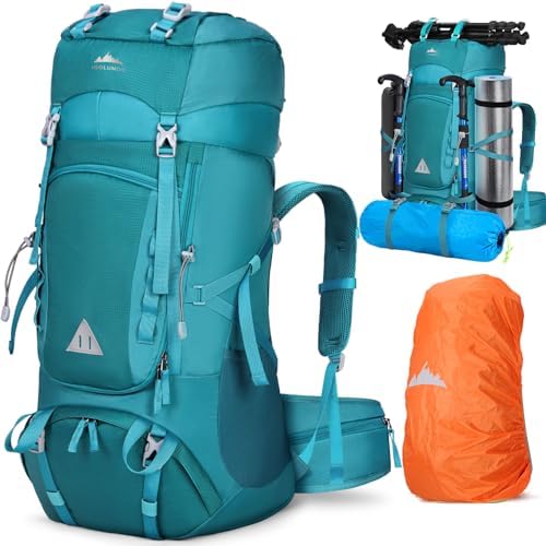 IGOLUMON 60L Hiking Backpack with Rain Cover Waterproof Large Camping Rucksack Backpacking Backpack Lightweight Trekking Walking Backpack Travel Rucksack for Outdoor Sports