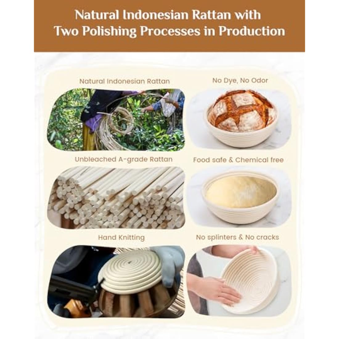 Bread Proofing Basket Set, PITCH PULSE 9 Inch Round and 10 Inch Oval Banneton Bowl with Sourdough Bread Making Tools Kit