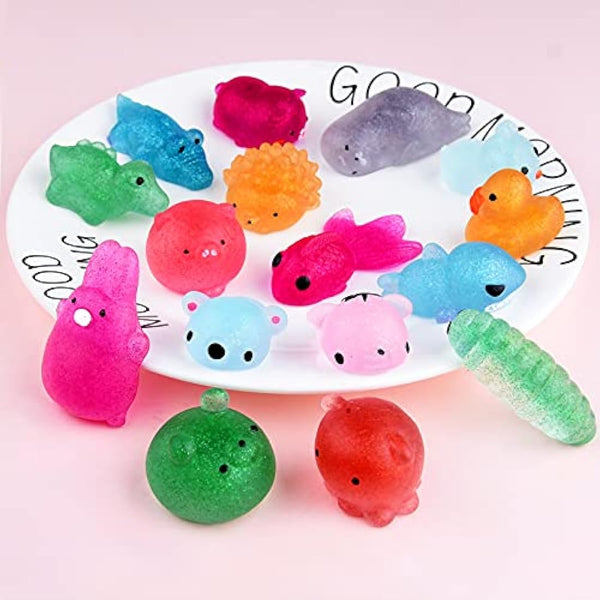 KUUQA 30pcs Glitter Squishys Toys, Squeeze Animal Toys for Sensory Adults Stress Relief Toys Goodie Bag Fillers Birthday Party Favors for Kids Easter Egg Fillers