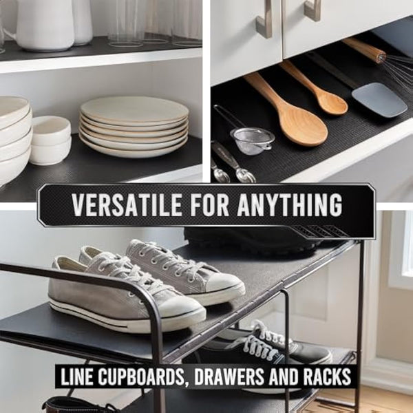 Precision Defined Professional Grade Tool Box Liner, 61 cm x 3.0 m, Black | Tool Box Drawer Liner, Shelf Liner Non Slip Mat, Thick Cabinet Shelf Liner, Toolbox Drawer Liner