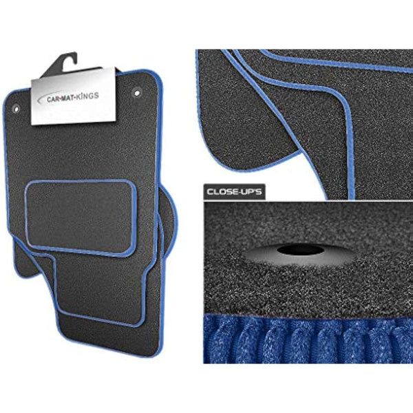 (D9:CT65) 4 Piece Ford (2011-2018) Fiesta (MK7) Vehicle Specific Car Mat Set Grey Carpet Blue Trim