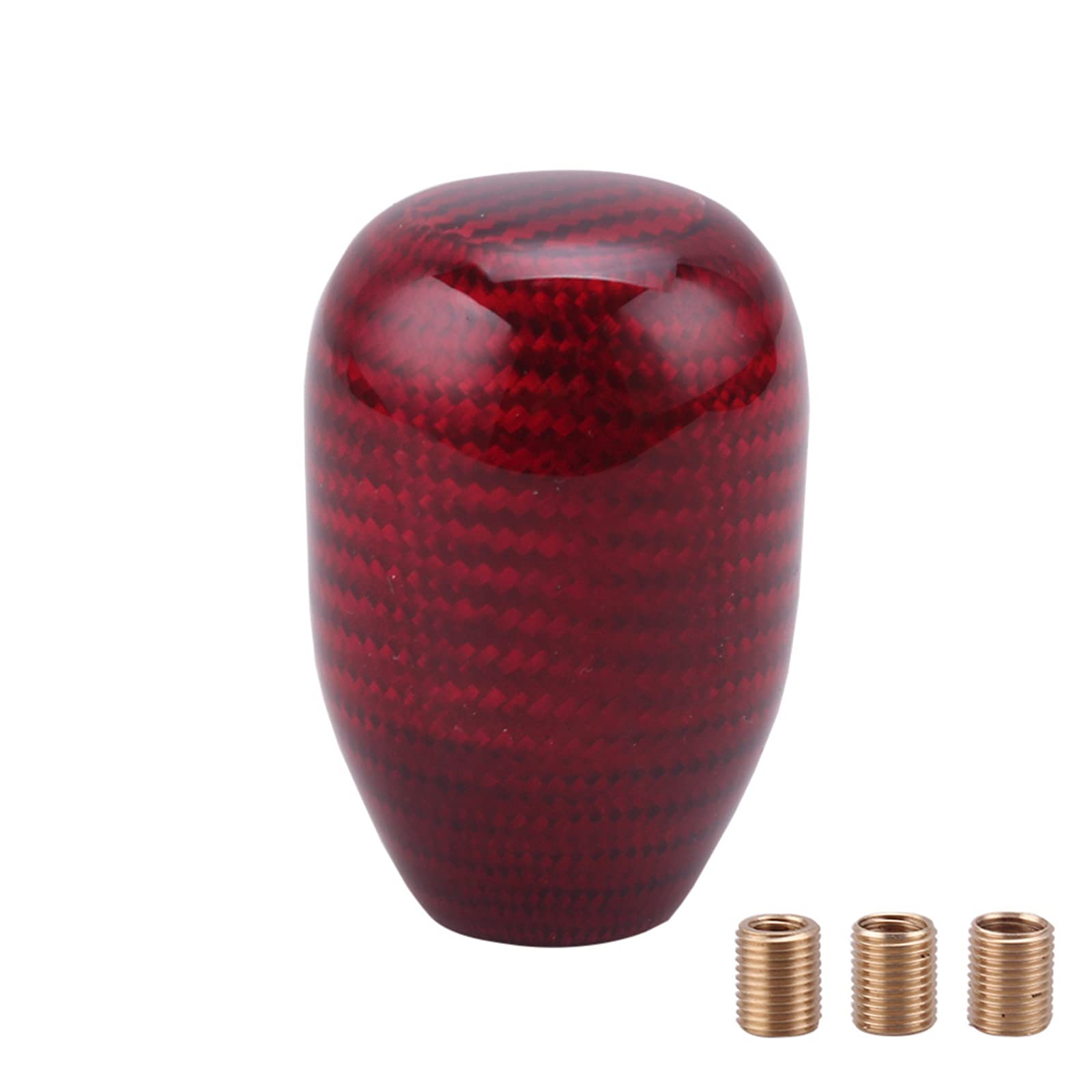 muge racing Carbon Fiber Shift Knob Gear Shifter Knobs with 3 Adapter Most Car Decorations Classic,Red-Long