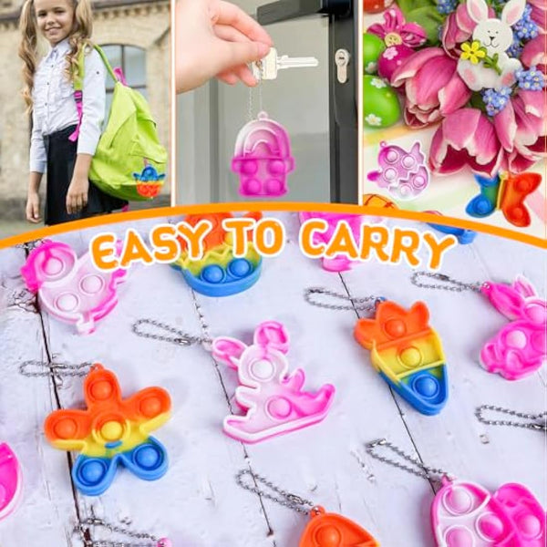 Amyang 24Pcs Easter Pop Fidget Toys, Mini Easter Simple Pop Fidget Toys for Kids Boys Girls Toddlers Easter Basket Stuffers Gifts Egg Fillers Party Favors