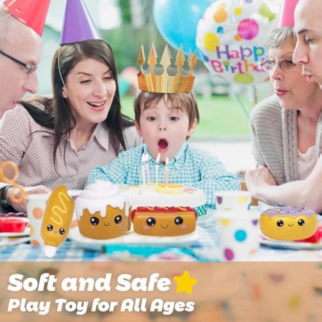 Anboor 4 Pcs Squishies Hot Dog Cake Bread Donut Kawaii Scented Soft Slow Rising Squeeze Stress Relief Kids Toy Stress Relief Kid's Toys