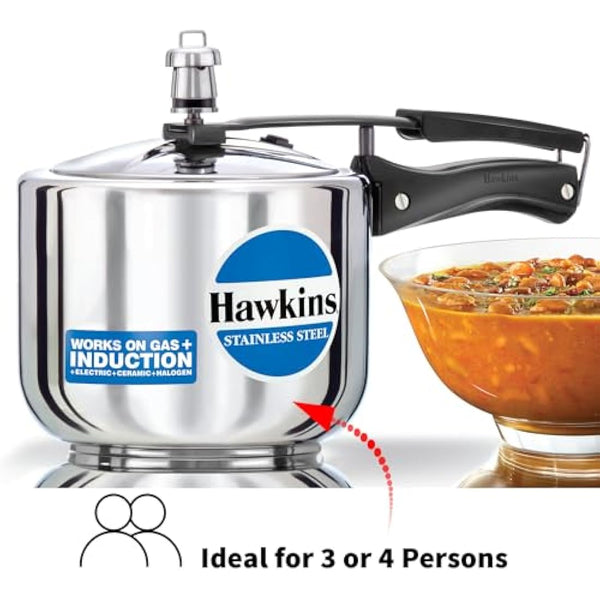 HAWKINS Pressure Cooker Stainless Steel, Silver, S