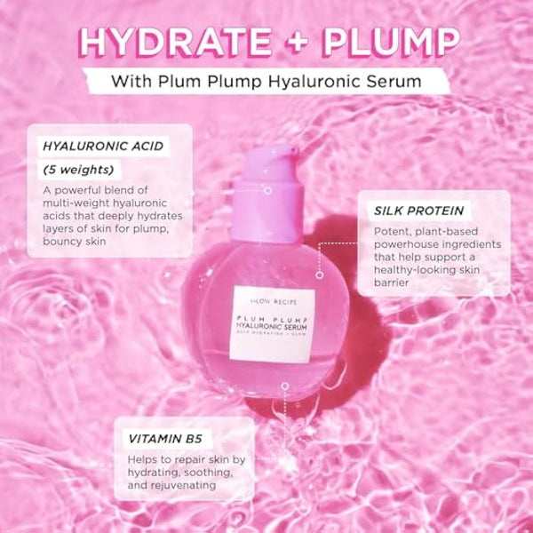 Glow Recipe Dewy Babies Travel Skincare Set - Plum Plump Hyaluronic Acid Serum + Dewy Flush Tinted Blush Drops + Pink Juice Face Moisturizer + Bronzing Hue Drops + Ultra Fine Facial Mist (5 Count)
