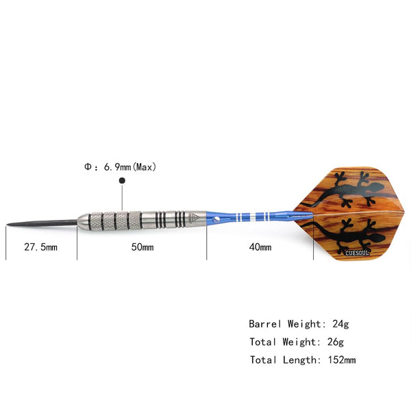 CUESOUL 90% Tungsten Steel Dart 22/24/26/28/30 Grams Darts Set Center Weighted Enhanced Control, Knurled Surface Supergrip, Aluminum Shafts Case