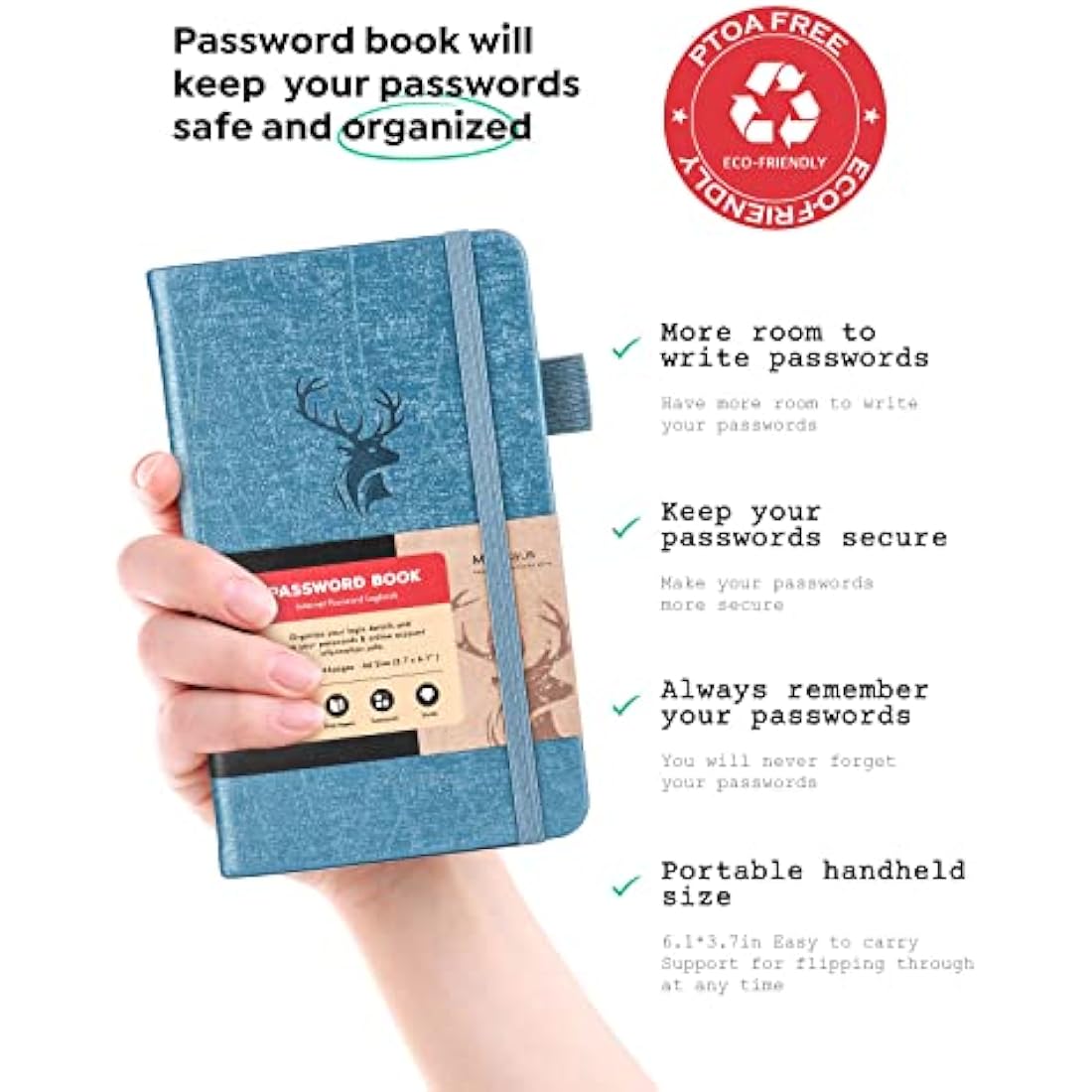 Password Book Alphabetical with Tabs.Small Password Keeper for Website Log in.Hardcover Password Notebook Pocket Size Used for Internet Address and Password Oganazation,6.1 * 3.7in (SkyBlue)