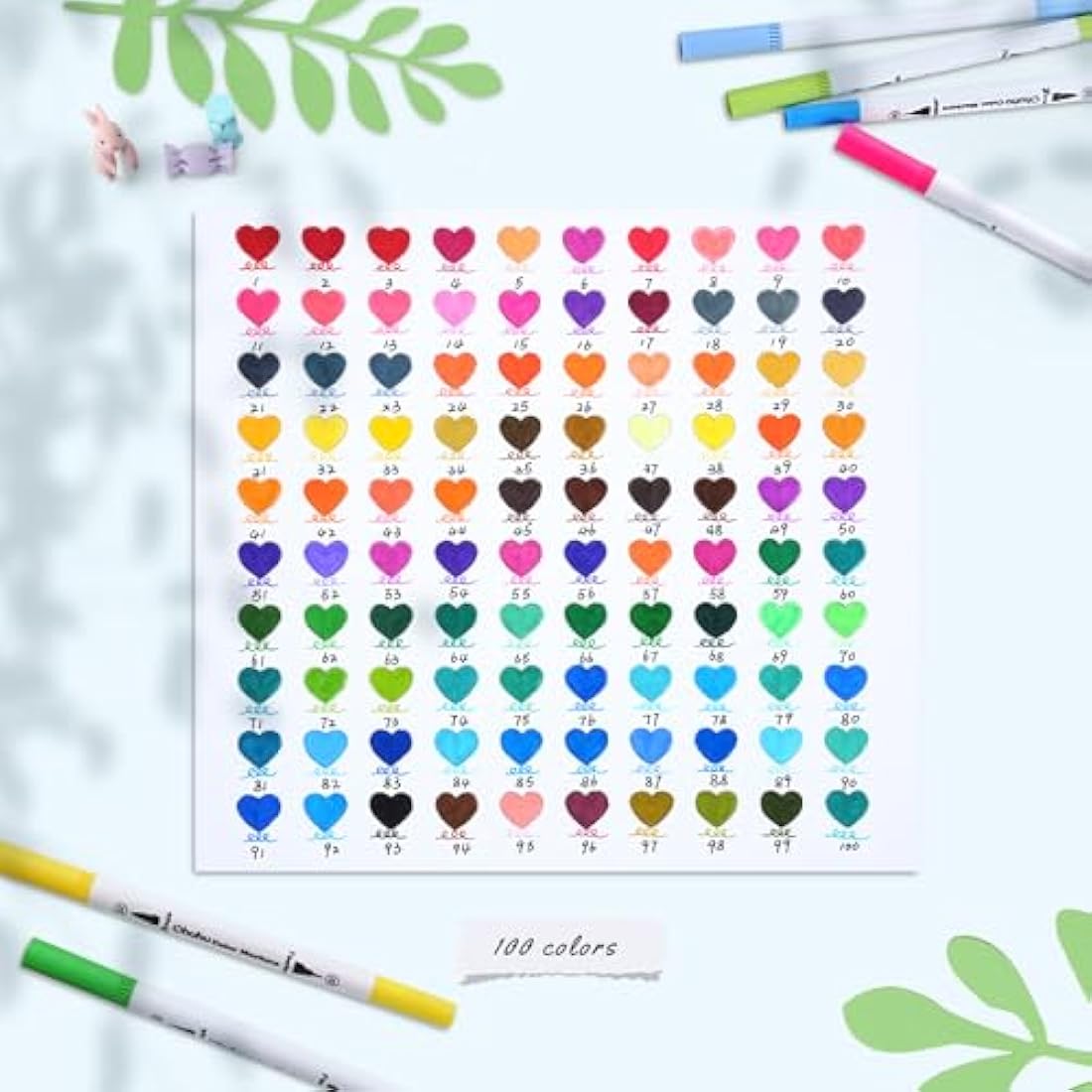 Ohuhu 100 Colouring Pens, Dual Tip Brush Pens Felt Tip Pens, Art Markers Set with Fineliner, for Kids Adults Colouring Book Drawing Calligraphy Sketching Journal, Maui - White Storage Case