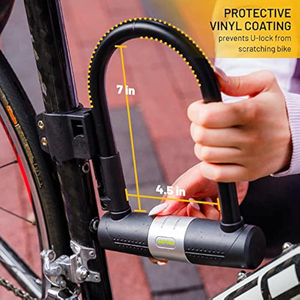 SIGTUNA Bike Lock - Heavy Duty Bicycle U Lock Shackle and Mount Holder, for Road Bike, Electric Bike, Folding Bike, Mountain Bike