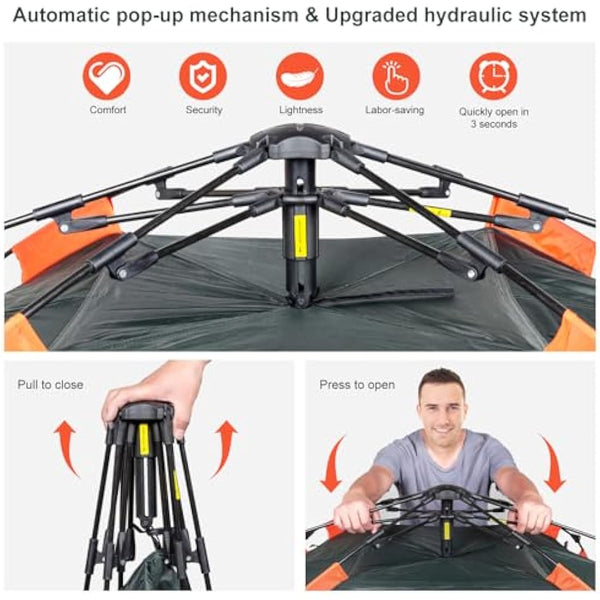 Amflip Camping Tent Automatic 1 Man Person Instant Tent Pop Up Ultralight Dome Tent 4 Seasons Waterproof & Windproof Camping Tent with Removable Outer Tarpaulin, Double Layers