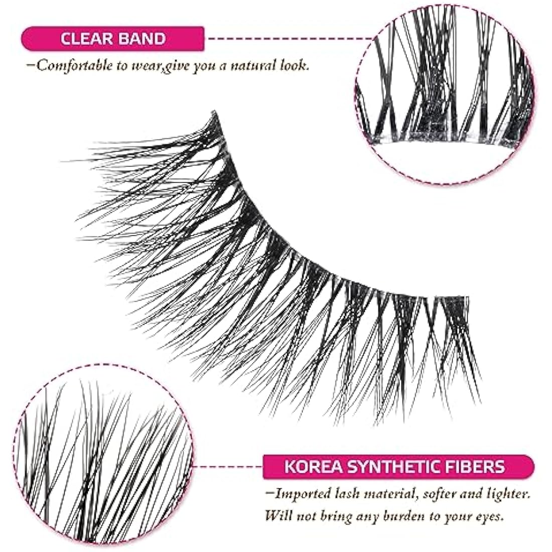 DYAFIN Natural Eyelashes 100% Handmade Lashes Reusable Soft False Eyelashes Lightweight Eye Lashes with Clear Band 3D Fake Eyelashes Long Wispy Eyelashes C Curl Lashes 8 Pairs