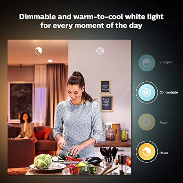 Philips Hue New White Ambiance Smart Light Bulb 4 Pack 60W - 800 Lumen [E27 Edison Screw] with Bluetooth. Works with Alexa, Google Assistant and Apple Homekit.