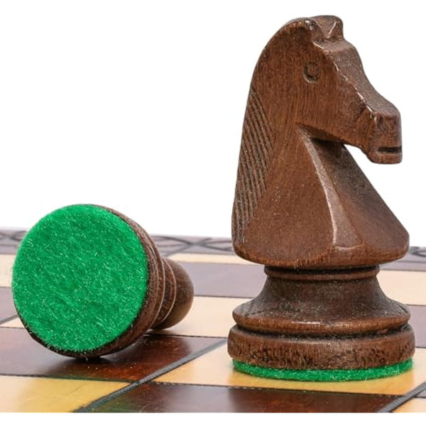 Husaria European International Wooden Chess Game Set, "Ambassador" - 55 centimeters - Large-Size Chess Set with Handcrafted Chessmen and Felted Folding Board