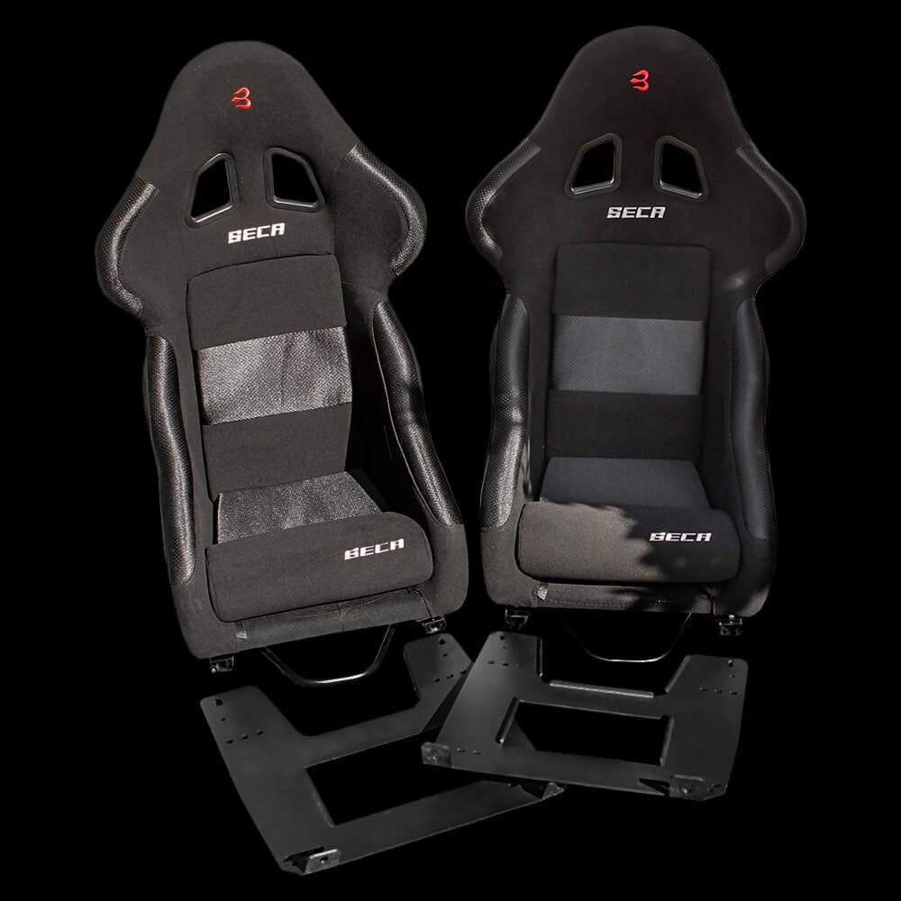 Set of Barbarian Fixed Bucket SECA Racing Seats for MX5 Mk3 (NC Chassis) Mazda, Black Felt, Track, Race, Drift