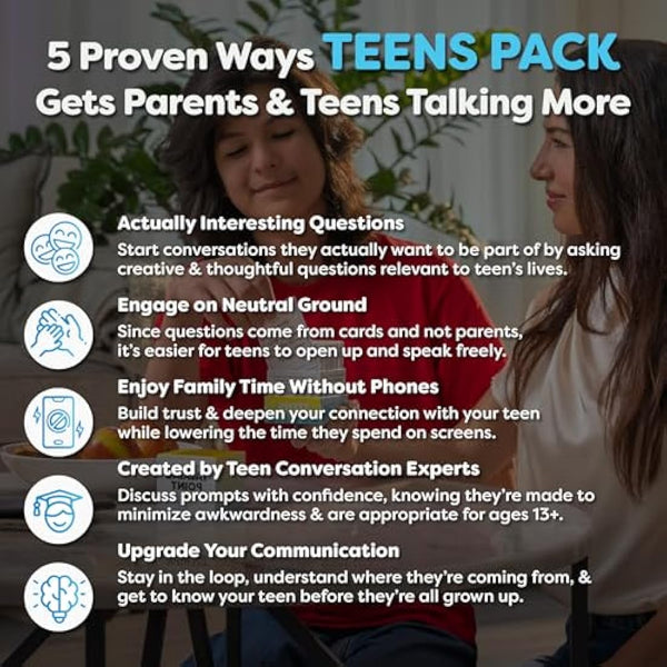200 Teens Conversation Cards - Connecting Parents with their Teenagers - Reduce Screentime with Fun & Deep Conversation - Avoid Conflict, Improve Communication & Learn More About Your Teen Boy or Girl