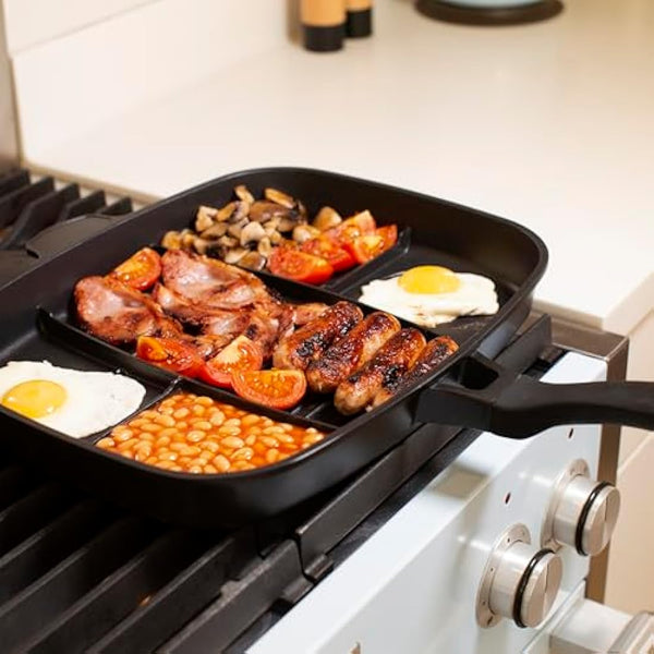 InGenious Lazy Man Frying Pan Multi Hob Cooker 5-in-1 Breakfast Cooking Skillet