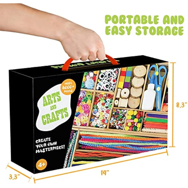 FunzBo Crafts Kits for Kids, 4000+Pcs Arts and Crafts Activity Kit Craft Box Girls Toys DIY Creative Birthday Gifts for Kids Age 4 5 6 7 8-12