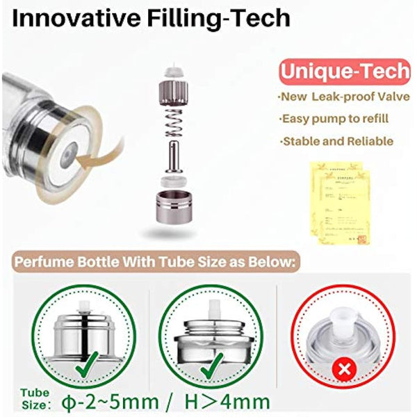 AsaNana Perfume Atomiser, Refillable & Travel Size Perfume Bottle, Leaking Proof,Bottom Pump without Funnel, Luxurious Small women and men, 5ml (Cla.-Space Gray)