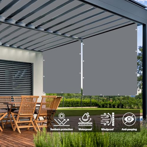 IMSGVIFO Awning Waterproof with Eyelets, UV Protection Sun Protection, Weather Protection, Weather Resistant, Parasol Awning for Patio Roof, Balcony, Conservatory, Swimming Pool, Dark Grey, 4 x 4 m