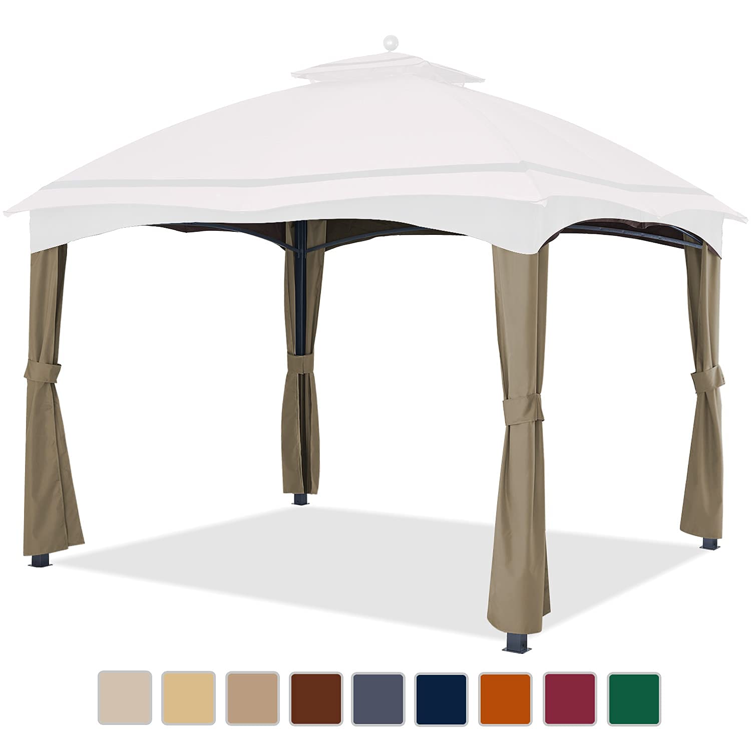 ABCCANOPY Replacement Corner Curtains for Lowe's Allen Roth 10X12 Gazebo #GF-12S004B-1 (Khaki)