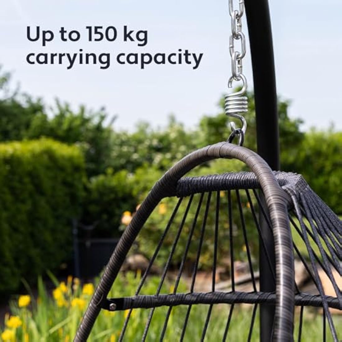 Vita5 Hanging Egg Chair Indoor&Outdoor - Swing Chair with Frame Polyrattan with Cushion - Hanging Chair Outdoor and Indoor - Foldable Hammock Chair - Maximum Load 150kg - Light grey